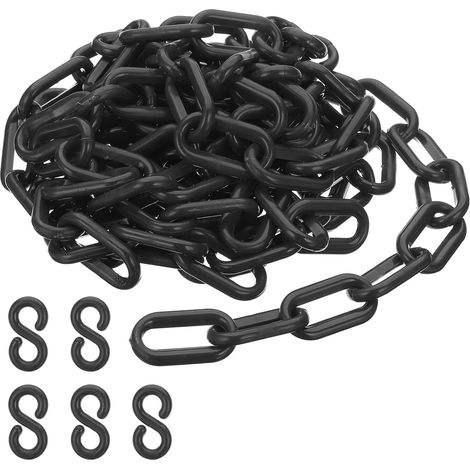 Maillons de chaîne en plastique, Chaînes de sécurité de 10 pieds, en plastique noires pour barrières, contrôle de foule, files d'attente, parkings, clôtures, portails (1/5)