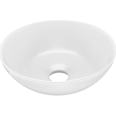 Lavabo rond en céramique blanche mate