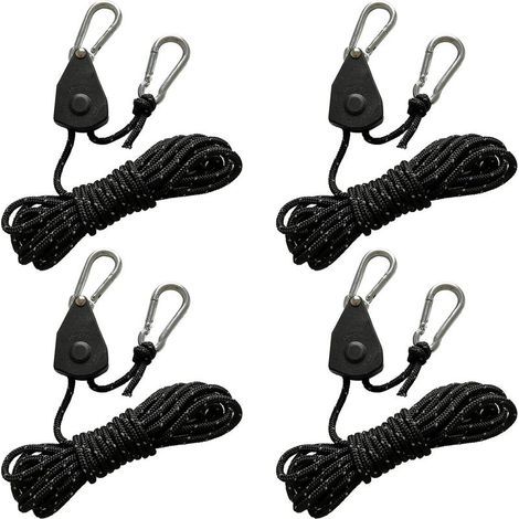 Set mit 4 reflektierenden 4-m-Spannseilen mit Spannvorrichtung, verstellbarem Ratschenseil mit Haken, Paracord-Seil, Zeltseil, Zeltspanner, Zeltspanner, Campingplane (1/5)