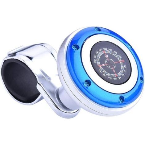 (Bleu)Volant de voiture Spinner Bouton, Volant de voiture Booster Poignée Ball avec boussole, Booster de volant Boule de puissance universelle de bouton de rotation de volant de voiture (1/4)