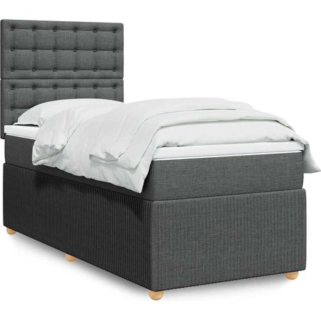 Boxspringbett mit Matratze Dunkelgrau 100x200 cm Stoff (1/5)