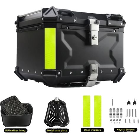 Coffre de moto, étanche, mécanisme de verrouillage rapide, tronc noir-55L-X (1/2)