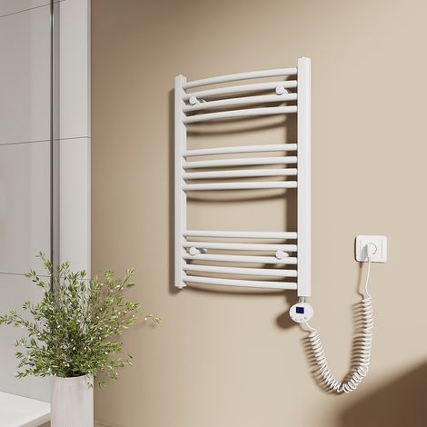 EMKE Elektrischer Handtuchheizkörper 75x50cm 300W Handtuchtrockner mit heizstab WLAN-fähig mit TUYA/Smart Life App, Google Home & Alexa, 4 Heizmodi, Fenstererkennung, Kindersicherung Strahlend weiß