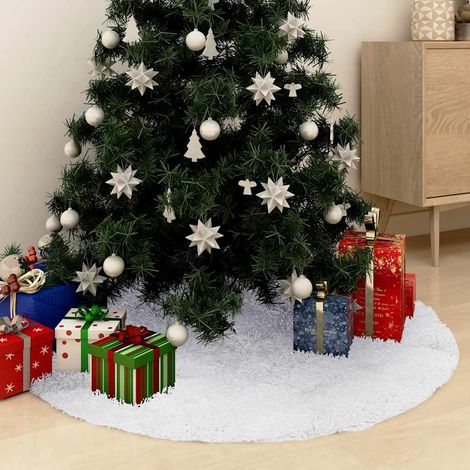 Jupe de sapin de Noël blanche en fausse fourrure Ø 122 cm - PANGIVO