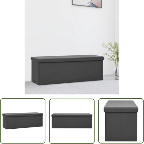 The Living Store Faltbare Sitzbank mit Stauraum Grau PVC - Sitzbank - Stauraumbank - Wohnzimmerbank - Eingangsbereich - Grau (1/5)