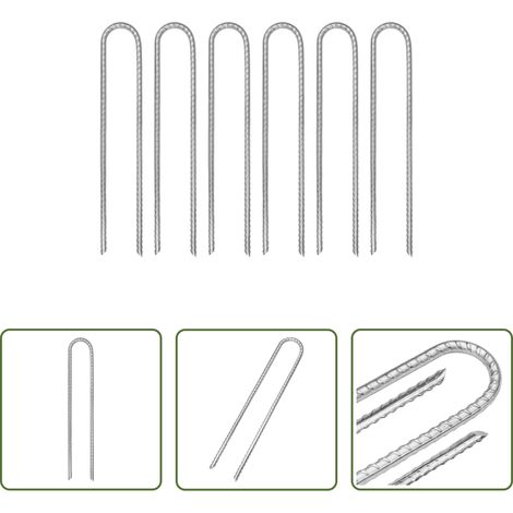 Camping - Zeltheringe 6 Stk. U-Form 30 cm Ø7 mm Verzinkter Stahl (1/5)