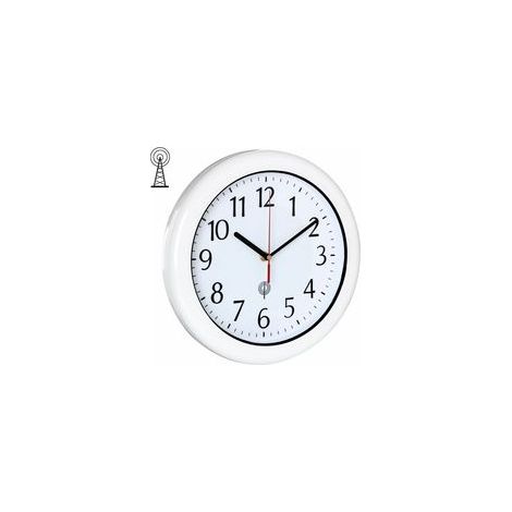 Horloge murale radio-pilotée étanche Ø25.4cm – Boîtier laqué blanc – Résistance IPX7 – Lecture facile à distance (1/5)