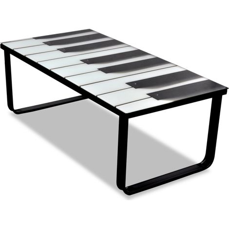 Tavolino da salotto sala da pranzo design vetro musica pianoforte 90 x 45 cm nero 0902026
