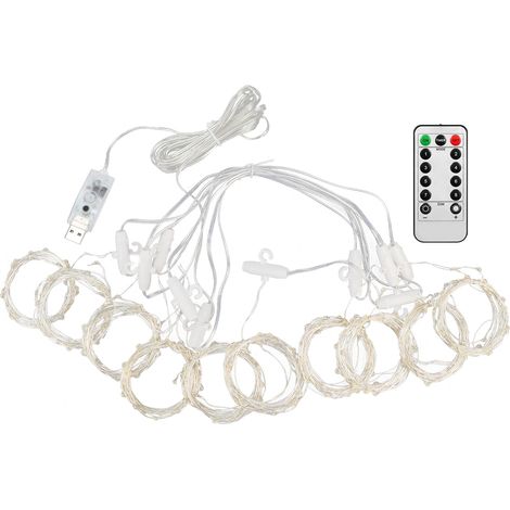 Guirlande lumineuse 3x3m 300LED fil cuivre musique, 4 modes de contrôle musical, 8 modes d'éclairage, lampe rideau blanc, télécommande 8 fonctions (1/5)