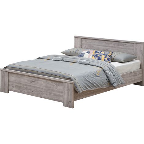Lit adulte contemporain chêne gris Oliviera (1/4)