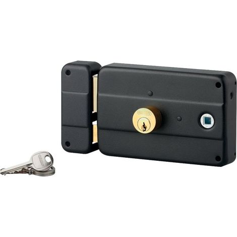 Thirard – Serrure horizontale en applique double entrée à fouillot pour porte d'entrée – Pêne laiton 3 tours – Entraxe 60mm – Dimensions 140x90mm – Couleur noire