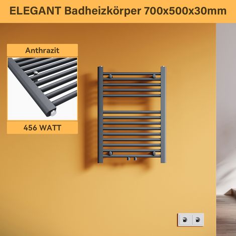 SONNI Handtuchtrockner Badheizkörper Anthrazit kleine Heizkörper Bad 700x500mm 309 Watt (1/5)
