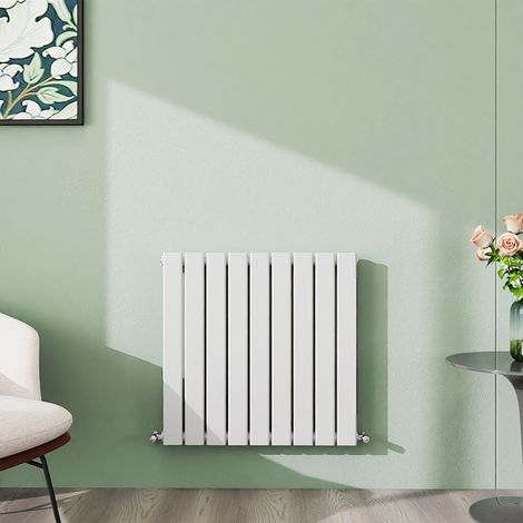 AICA 600x612mm Grey White Horizontal Designer Radiator Single Flat Panel Heating UK