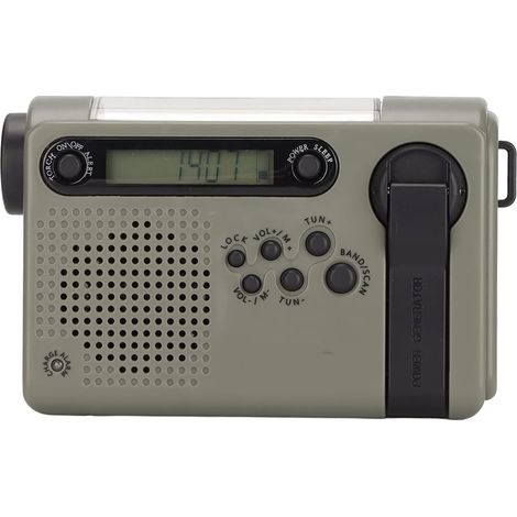 Tragbares Notfallradio mit SOS-Alarm, solarbetriebenes Vollband-FM-AM-SW-Radio, handbetriebenes Wetterradio mit Taschenlampe, Radiosuchmodus, automatischer Abschaltung, Wecker (2)