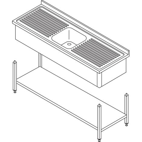Table Lave-Vaisselle - 120 x 60 cm - avec Évier et Dosseret - Maxima