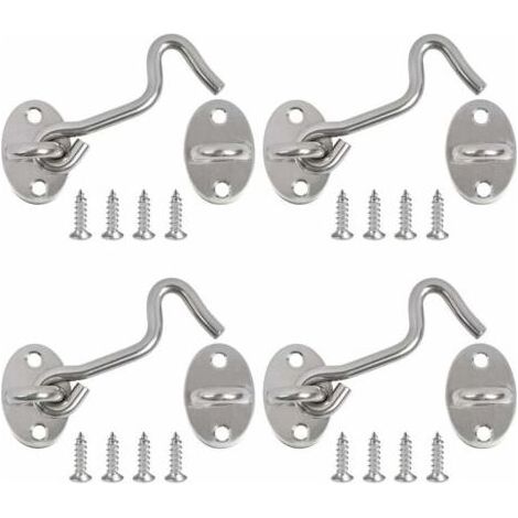 Crochet Fermeture Porte, 4PCS Crochet Cabine Verrous et Boulons pour Serrures Porte Loquet Portail Support Fenêtre pour Entretoise Silencieux Verrouillage Verrou Portail, 3 Pouce/Acier INOX (1/5)