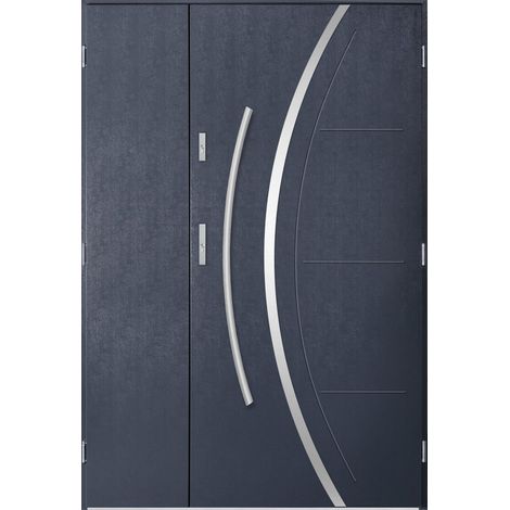 Porte d'entrée double FELIX 130x200 cm anthracite - Poignée et serrure : Sans - Poussant: Gauche