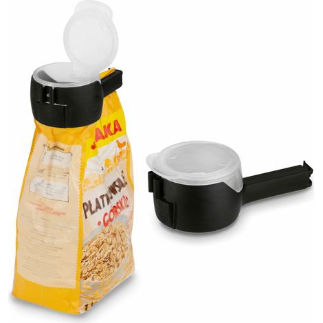 clip per chiusura confezioni con dispenser 6x4,5x13cm nero