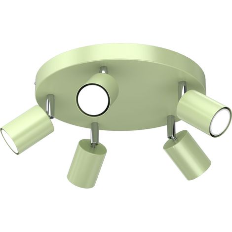 Plafonnier 5 spots orientables GU10 vert mat Luminex Fun (1/5)