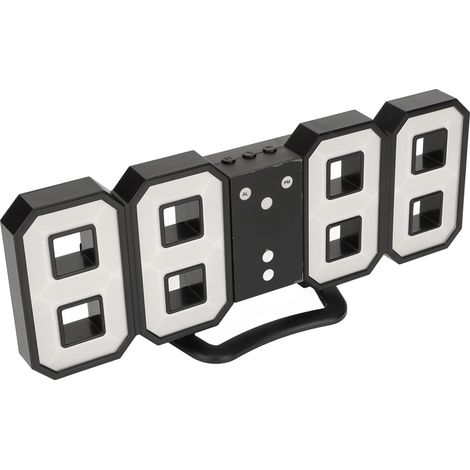 Horloge de bureau numérique LED 3D avec luminosité réglable, fonction snooze, mémoire, affichage de la date et de la température (format 12/24 heures), horloge murale LED. (1/5)