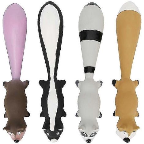 Lot de 4 jouets interactifs en latex en forme de renard pour le nettoyage des dents des chiens, la protection et la mastication. (1/5)