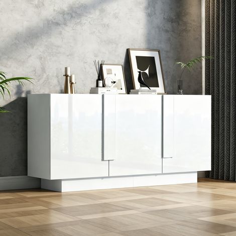 Kommode mit 3 Türen, Stauraum und verstellbaren Einlegeböden, weiß, 160x35x60 cm (1/5)