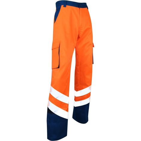 Pantaloni bicolore alta visibilità LMA Balise Arancione / Blu 60