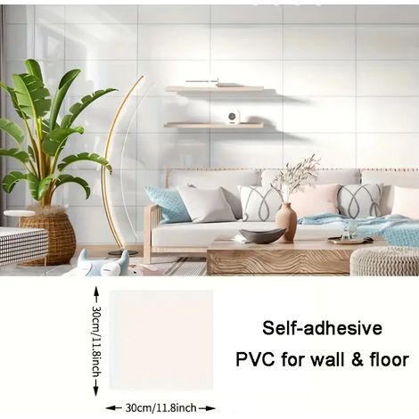 (Style 10, 10 pièces - 30 x 30 cm) Sticker de sol imitation marbre en PVC, autocollant mural, imperméable (1/4)