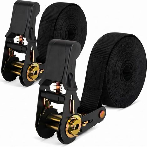 2 sangles d'arrimage 25mm x 6m Noir avec cliquet