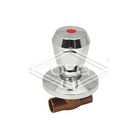 Soupape encastrée avec poignée plastique manchon à souder 18mmdiamètre ,DN 15,rouge/chaud