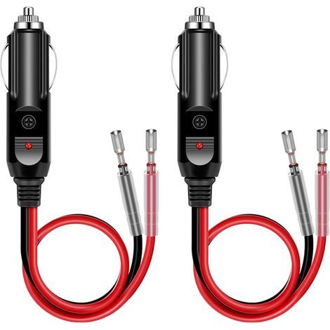 2 Pièces Adaptateurs Allume-Cigare Mâles avec Câble 16AWG 12V/24V, Prise Allume-Cigare avec Fusibles 15A,Voyant LED, Connecteur Universel pour Onduleur Voiture, Pompe à Air, Bouilloire Électrique (1/5)