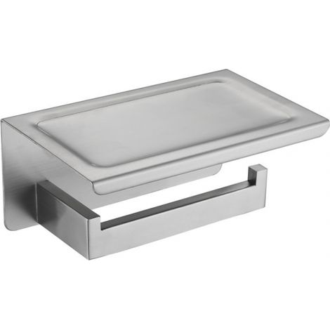 1 pieza de soporte para papel higiénico de acero inoxidable con estante, soporte para rollo de papel higiénico, soporte para teléfono móvil, soporte para papel higiénico (1/3)