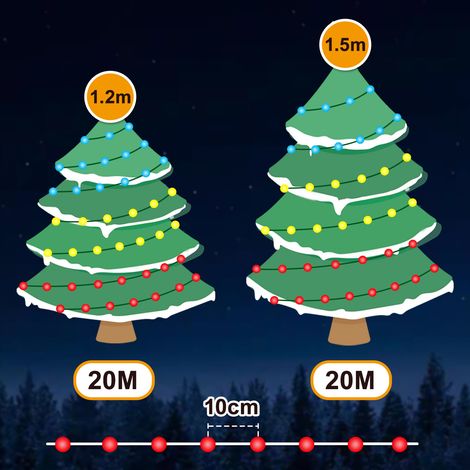TolleTour Catena luminosa a LED 20 m 200 LED filo di rame verde illuminazione luci colorate luci a LED con spina 10 modalità decorazione interna ed esterna impermeabile per giardino, feste, Natale (1/5)