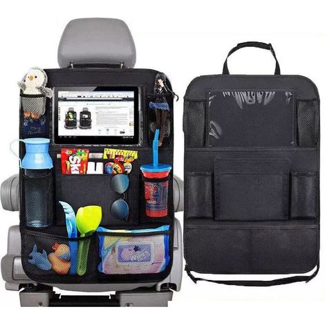 Organiseur de voiture 2 pièces, protection de siège arrière, tapis antichoc pour bébé, protection de dossier de voiture étanche, support de tablette transparent, rangement de voiture, poches multiples