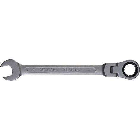 SW-Stahl 03530L-15 Gabelringratschenschlüssel 15 mm I Ringschlüssel mit Gelenk I 72 Zähne I Maulschlüssel mit Ringratsche I Ringratschenmaulschlüssel SW 15