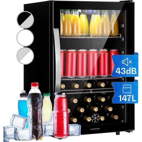 Klarstein Beersafe 5XL - Frigorifero, 147 litri, 3 ripiani, sportello panoramico in vetro, acciaio inox (1/5)