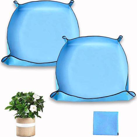 Lot de 2 tapis de rempotage de plantes d'intérieur - Grand tapis de replantation pliable pour plantes d'intérieur (tissu Oxford) (2 pièces Oxford bleu) (1/4)