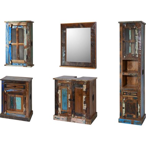 NATURE OF SPIRIT Set mobili da bagno in legno riciclato - laccato / multicolore (1/4)