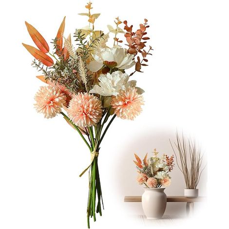 Flores artificiales，43 cm，Flores de imitación，Peonías y dientes de león，Flores artificiales realistas，Ideales para arreglos florales (1/5)