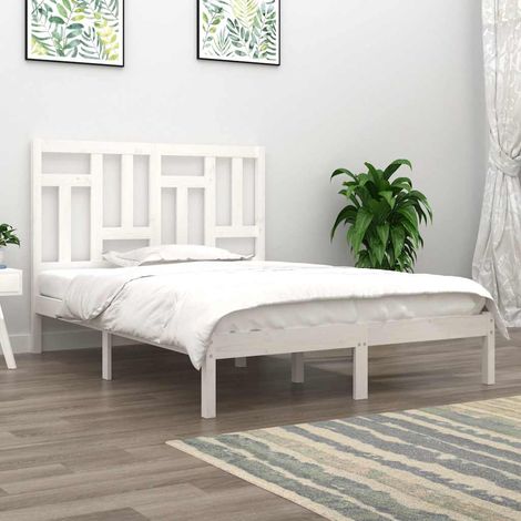 Cadre de lit sans matelas blanc 140x190 cm bois de pin massif (1/5)