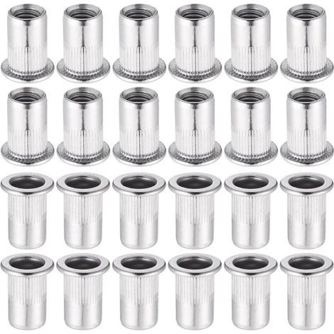 60 Pièces 304 Ecrou a Sertir M8 en Acier Inoxydable Tête Plate Ecrou Aveugle Rivet Fileté Ecrou a Rivet pour pince à insert fileté (1/5)