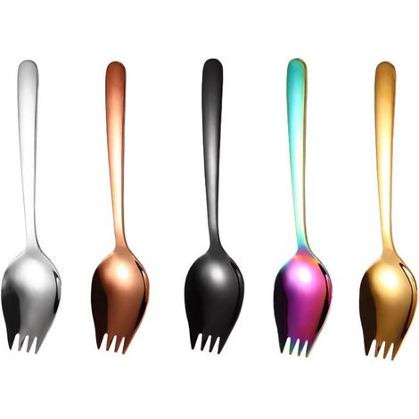 Spork - Acier Inoxydable 18/10 - Pour Pâtes Soupe Dessert - Usage Quotidien Camping Pique-Nique - 1 Pièce (1/5)