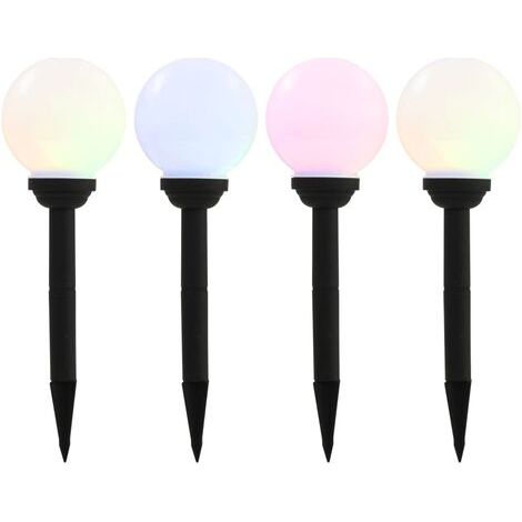 The Living Store Lampe solaire sphérique LED de jardin 4 pcs 15 cm RVB - Lampes Solaires Exterieures - Éclairage Solaire Jardin - Lumieres Led Extérieures - Décoration Jardin - Lampadaire Solaire (1/5)