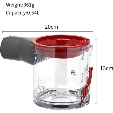 Bac à poussière de remplacement pour aspirateur sans fil Dyson V7 V8, pièce détachée (référence 967699-01). (1/2)