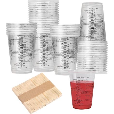 50 Gobelets Doseurs en Résine Époxy, 240 ml Godet de Mélange de Peinture, avec 50 Bâtonnets Mélangeurs, Tasses de Mesurer de Peinture avec Graduation, Réutilisable Tasses a Mélange de Pigments (1/5)