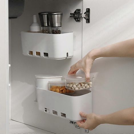 Panier de rangement suspendu multifonctionnel, étagère murale pour tiroir de cuisine (1/4)
