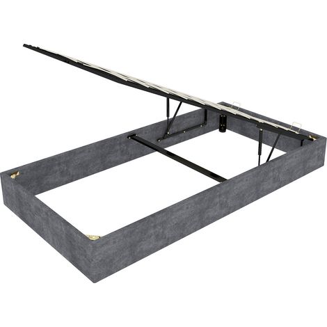 Estructura de cama 90 x 200 cm gris de tela con elevación a gas HOMVRA (1/5)