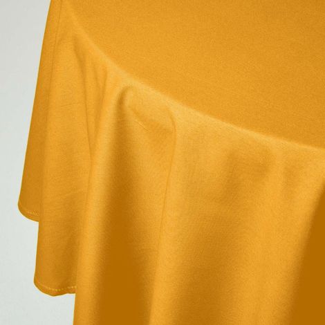 HOMESCAPES Mustard Yellow Cotton Round Tablecloth 180 cm