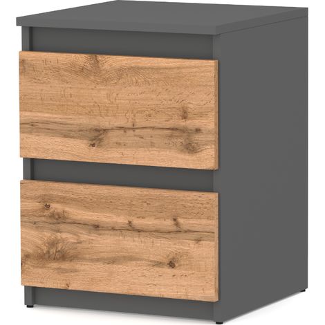 COMODINO LOFT 40 CM ROVERE GRIGIO OPACO WOTAN GRANDE COMODINO PER CAMERA DA LETTO