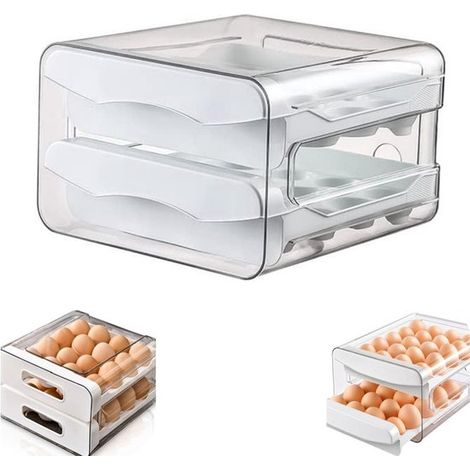 Boîte de rangement pour oeufs - boîte double étanche pour cuisine et réfrigérateur, transparente, 21,5 x 22 cm (1/5)